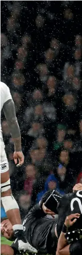  ?? PHOTOSPORT/ GETTY IMAGES ?? Midfield back Ryan Crotty shows the All Blacks’ sense of relief and jubilation as the fulltime whistle blows after their titanic tussle with England at Twickenham in London. The All Blacks scraped home 16-15.