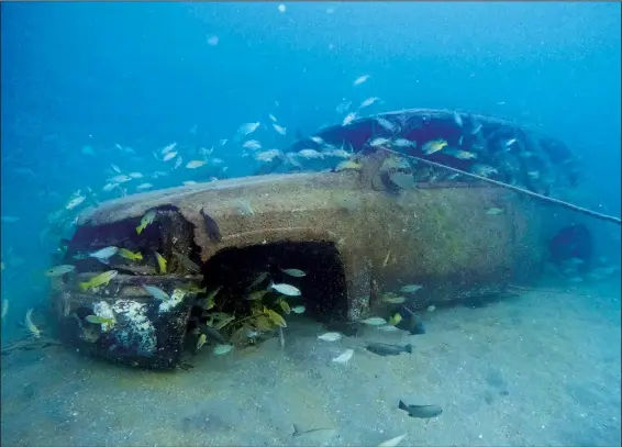  ?? (AP/Abbie Parr) ?? A sunken vehicle sits in the ocean Nov. 30 at a dive site in Mesaieed, Qatar.