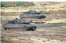  ?? FOTO: DPA ?? Panzer vom Typ Leopard 2A6 der Bundeswehr bei einer Übung im Februar 2023.