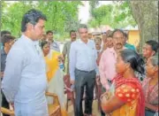  ?? PTI ?? Tripura chief minister Biplab Kumar Deb speaks with villagers in Sonamura on Tuesday.