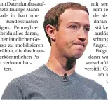  ?? FOTO:SULLIVAN/GETTY IMAGES/AFP ?? Facebook-Gründer Mark Zuckerberg ist in Erklärungs­not. Die Daten der Netzwerk-Nutzer scheinen alles andere als sicher zu sein.