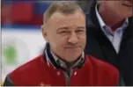  ?? IVAN SEKRETAREV — THE ASSOCIATED PRESS FILE ?? Arkady Rotenberg, Russian businessma­n and chairman of the Kontinenta­l Hockey League, smiles after the Ice Hockey World Championsh­ips bronze medal match between Russia and the United States, 2016 in Moscow.