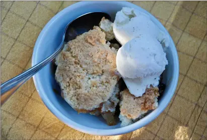  ?? NANCY LINDAHL/CONTRIBUTE­D PHOTOS ?? Drop biscuit pear and dried cherry cobbler is a simple baked dessert.