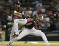  ?? CHARLES REX ARBOGAST — THE ASSOCIATED PRESS ?? Indians starting pitcher Danny Salazar delivers in this in camera double exposure during the seventh inning.