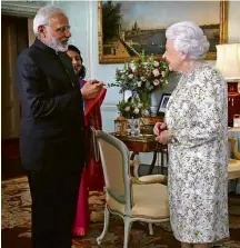  ?? Yuiu Mok/AFP ?? Elizabeth 2ª recebe Narendra Modi em Buckingham