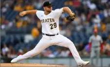  ?? Joe Sargent/Getty Images ?? Starting pitcher Wil Crowe went six scoreless innings in the Pirates’ win on Friday.