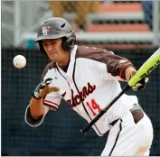  ?? AP RICK OSENTOSKI ?? In this May 10, 2019, file photo, Bowling Green’s Neil Lambert bats during the team’s NCAA college baseball game against Kent Sate in Bowling Green, Ohio.