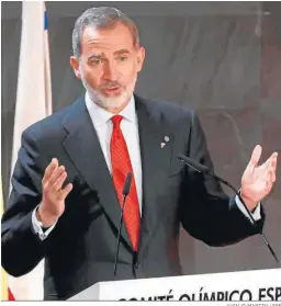  ?? JUANJO MARTIN / EFE ?? Felipe VI durante la entrega de los premios del Comité Olímpico Español.