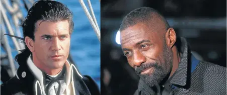  ?? Pictures; Murray Close/Getty Images, Fred Duval/FilmMagic ?? Mel Gibson, left, and Idris Elba.