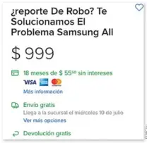  ??  ?? Estas son sólo dos de las múltiples ofertas que hay en Internet para desbloquea­r celulares con reporte de robo.