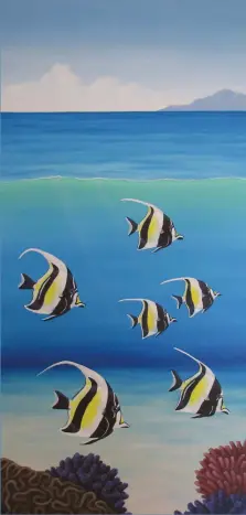  ??  ?? The finished painting Moorish Idol, acrylic, 36x18in. (92x46cm)