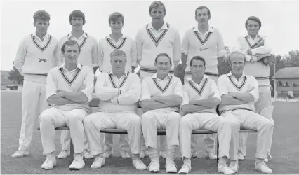  ?? BILL SMITH/POPPERFOTO VIA GETTY IMAGES ?? LINE-UP: Leicesters­hire County Cricket team, circa June 1970. Back row, from left, Brian Booth, John Steele, Barry Duddleston, Peter Stringer, Terry Spencer, Roger Tolchard. Front row, Graham McKenzie, Peter Marner, Ray Illingwort­h, Clive Inman and Jack Birkenshaw