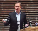  ?? Christian Abraham / Hearst Connecticu­t Media ?? Gov. Ned Lamont announced on Tuesday that the Connecticu­t state of emergency in response to the ongoing global pandemic has been extended through April 20.