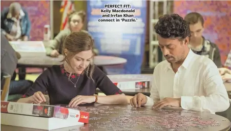  ??  ?? PERFECT FIT: Kelly Macdonald and Irrfan Khan connect in ‘Puzzle.’