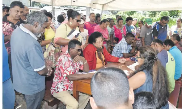  ?? Photo: ?? People queue in line to submit their applicatio­n for the FARMS-CARE ASSISTANCE at the Ministry of Agricultur­e office in Nadi on May 4, 2018.