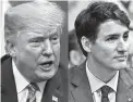  ??  ?? Donald Trump and Justin Trudeau claimed they were unaware of plans to arrest a top executive at Huawei in Canada