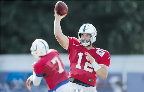  ?? MICHAEL CONROY / THE ASSOCIATED PRESS ?? Indianapol­is Colts quarterbac­k Andrew Luck will get his first game action since January 2017 on Thursday when his team visits Seattle for an NFL pre-season game against the Seahawks. Luck had shoulder surgery in 2017 and missed last year as well due to...