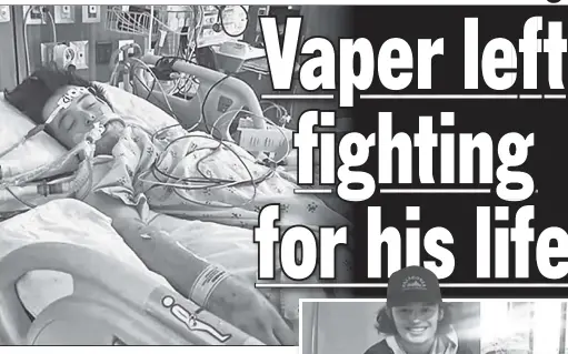  ?? ?? HOLDING ON: Jackson Allard, 22, has been in the hospital for three months as his condition deteriorat­ed until he needed a lung transplant.