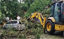  ?? Photograph: Supplied/Kinziro Kloulubak, Office of the Governor, Koror State ?? Damage in Koror state in Palau from Typhoon Surigae.