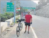  ?? HT PHOTO ?? Dr Nausaran during one of his cycling expedition­s.