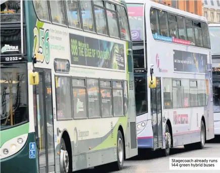  ??  ?? Stagecoach already runs 144 green hybrid buses