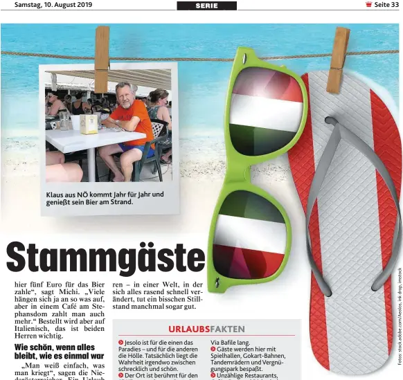  ??  ?? Klaus aus NÖ kommt Jahr für Jahr und genießt sein Bier am Strand.