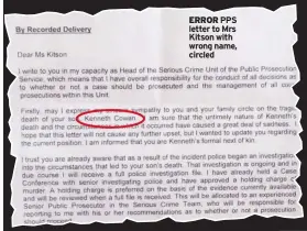  ??  ?? ERROR PPS letter to Mrs Kitson with wrong name, circled