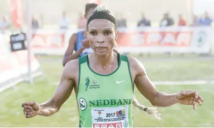  ?? Picture: Gallo Images ?? FIRST BLOOD. Louisa Leballo crosses the finish line to win the Spar Womens 10km challenge in Green Point yesterday.