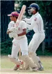  ??  ?? Prince of Wales batsman Sadun Fernando plays the ball to the off-side against Wesley