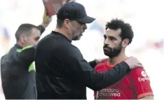  ?? EFE ?? Mohamed Salah junto al técnico Jürguen Klopp.