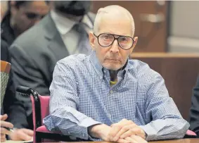  ??  ?? Robert Durst sits in a courtroom in Los Angeles in 2016. Durst faces trial in the slaying of his best friend 20 years ago.