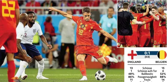  ??  ?? Adnan Januzaj ( re.) traf per Traumtor zum 1: 0 – das die Belgier „ trotz“Platz eins bejubelten.