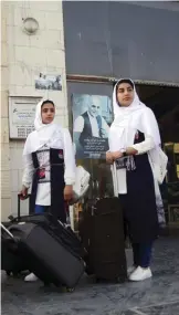  ??  ?? KABUL: Members of a female robotics team from Herat province, leave Kabul to the US from Kabul Airport, in Kabul, Afghanista­n.—AP
