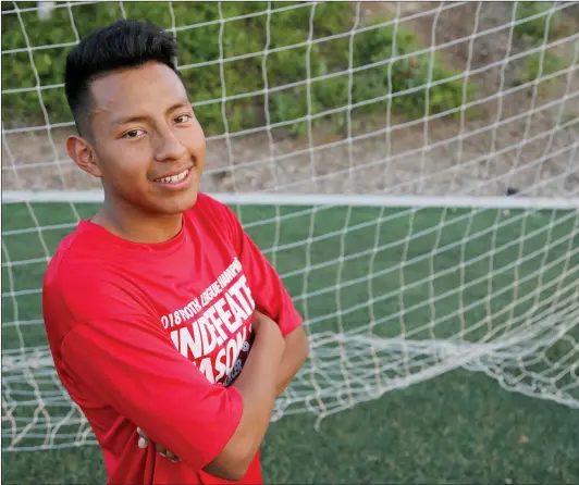  ?? Nikolas Samuels/The Signal (See additional photos on signalscv.com) ?? Hart boys soccer’s Lawrence Luna is the 2018 All-SCV boys soccer Player of the Year. His breakout sophomore season featured 20 goals and an endless amount of shots on goal. He helped the Indians reach the CIF-Southern Section Division 4 semifinals...