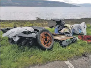  ??  ?? Some of the rubbish found on Inveraray beaches during the shore clean.