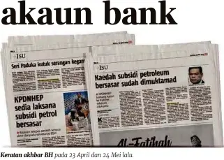  ??  ?? Keratan akhbar BH pada 23 April dan 24 Mei lalu.