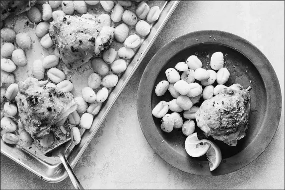  ?? ?? Ali Slagle’s recipe for rosemary-garlic roasted chicken and gnocchi is reader- and kid-approved.