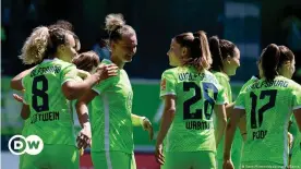  ?? ?? Wolfsburg wrapped up their title-winning season with a 7-1 win over Leverkusen