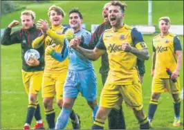  ?? Picture: Les Biggs ?? Whitstable skipper Craig Cloke leads the celebratio­ns after the Oystermen’s FA Vase win against Saltdean