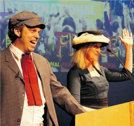  ?? LARRY WONG/EDMONTON JOURNAL ?? Fringe Theatre Adventures artistic director Murray Utas and executive director Jill Roszell officially kick off the lead-up to Fringe season at the 34th Annual Edmonton Internatio­nal Fringe Theatre Festival Theme Launch on Tuesday.