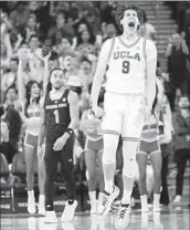  ?? Jae C. Hong Associated Press ?? UCLA’S Berke Buyuktunce­l celebrates a three-pointer during the 59-47 victory over Arizona State.