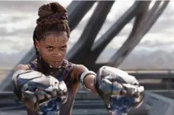  ?? MARVEL STUDIOS-WALT DISNEY ?? Letitia Wright plays the king’s brainy little sister in the blockbuste­r Black Panther.