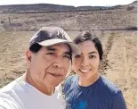  ?? COURTESY OF BYRON SARRACINO ?? Darlene Sarracino with her father, Byron Sarracino, at Byron’s garden on Laguna Pueblo. The picture was taken just before Darlene, a registered nurse, left for an assignment at a New York City hospital.