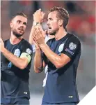  ??  ?? ■ Kane applauds the fans.