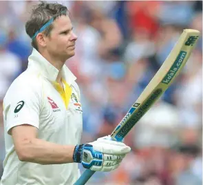  ?? Photo: Daily Mail ?? Man of the moment Steve Smith saluted the crowd after scoring a century at Edghaston.