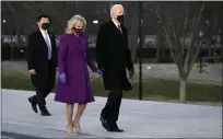  ?? ALEX BRANDON — THE ASSOCIATED PRESS ?? President-elect Joe Biden and his wife Jill Biden arrive for a COVID-19memorial event on Tuesday in Washington.