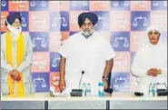  ?? HT PHOTO ?? Shiromani Akali Dal president Sukhbir Singh Badal along with party leader and SGPC chief Jagir Kaur during a core committee meeting in Chandigarh on Monday.