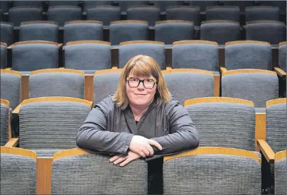  ?? CP PHOTO ?? Vicki Stroich, Alberta Theatre Projects executive director, poses for a portrait in an empty theatre in Calgary on March 16. Calgary’s performing arts scene has become a casualty of corporate cost cutting as the city’s economic doldrums drag into their...