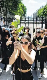  ?? PHOTO: THIBAULT CAMUS/AP ?? Protest: Women protest in Paris over Emmanuel Macron’s appointmen­t of a minister who has been accused of rape