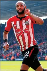  ??  ?? HEAR WE GO: Nathan Redmond celebrates scoring his second goal for Southampto­n